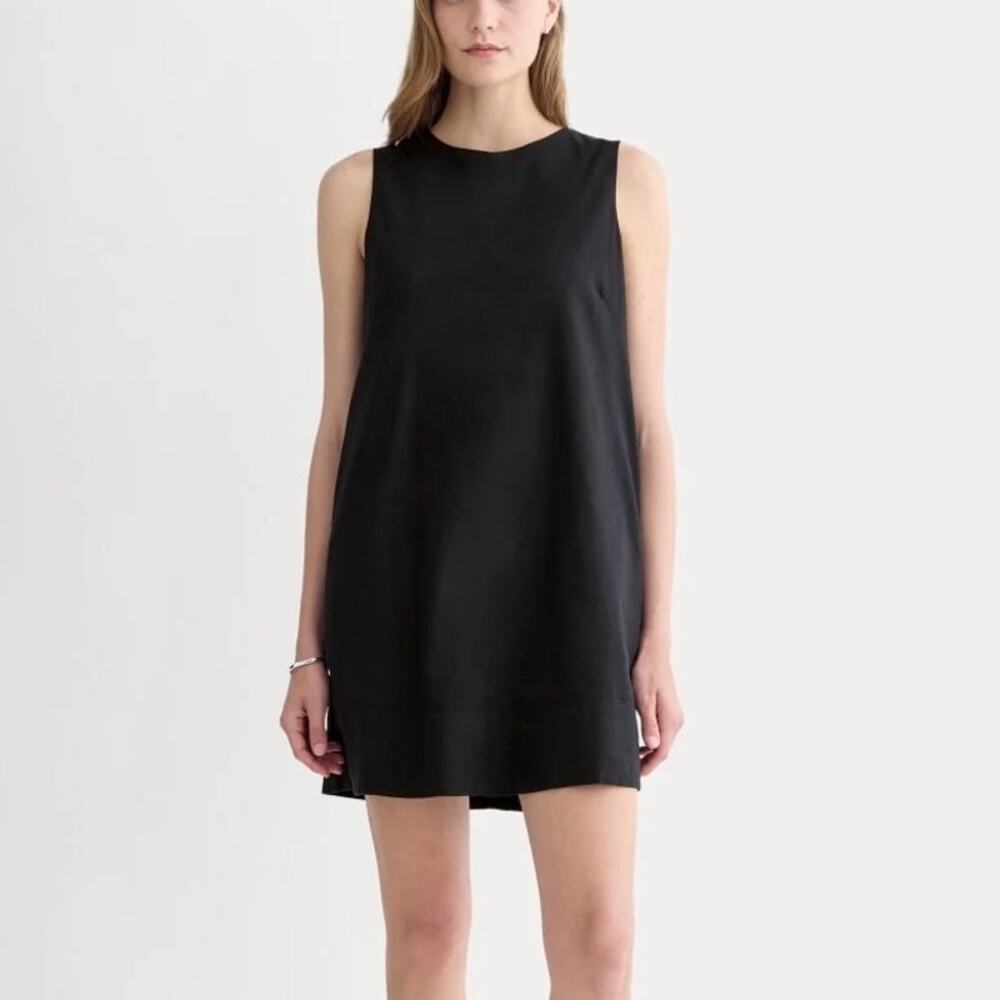 Everlane The Shift Dress In Stretch Linen Black Size 2 NWT